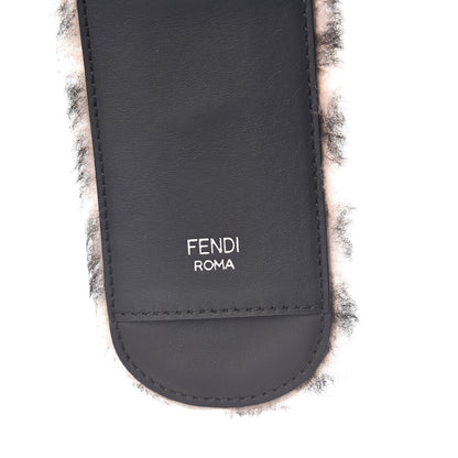 Fendi Shearling Macro FF 1974 Diagonal Strap Thru Light Rose Black 3 of 4