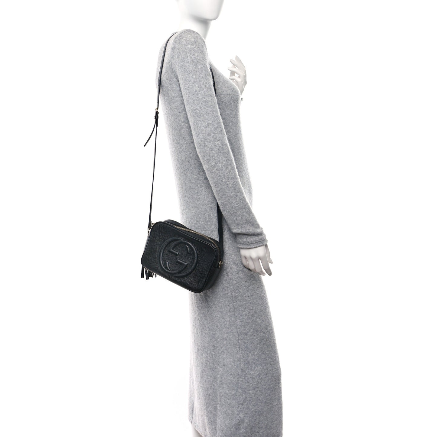Pebbled Calfskin Small Soho Disco Bag Black