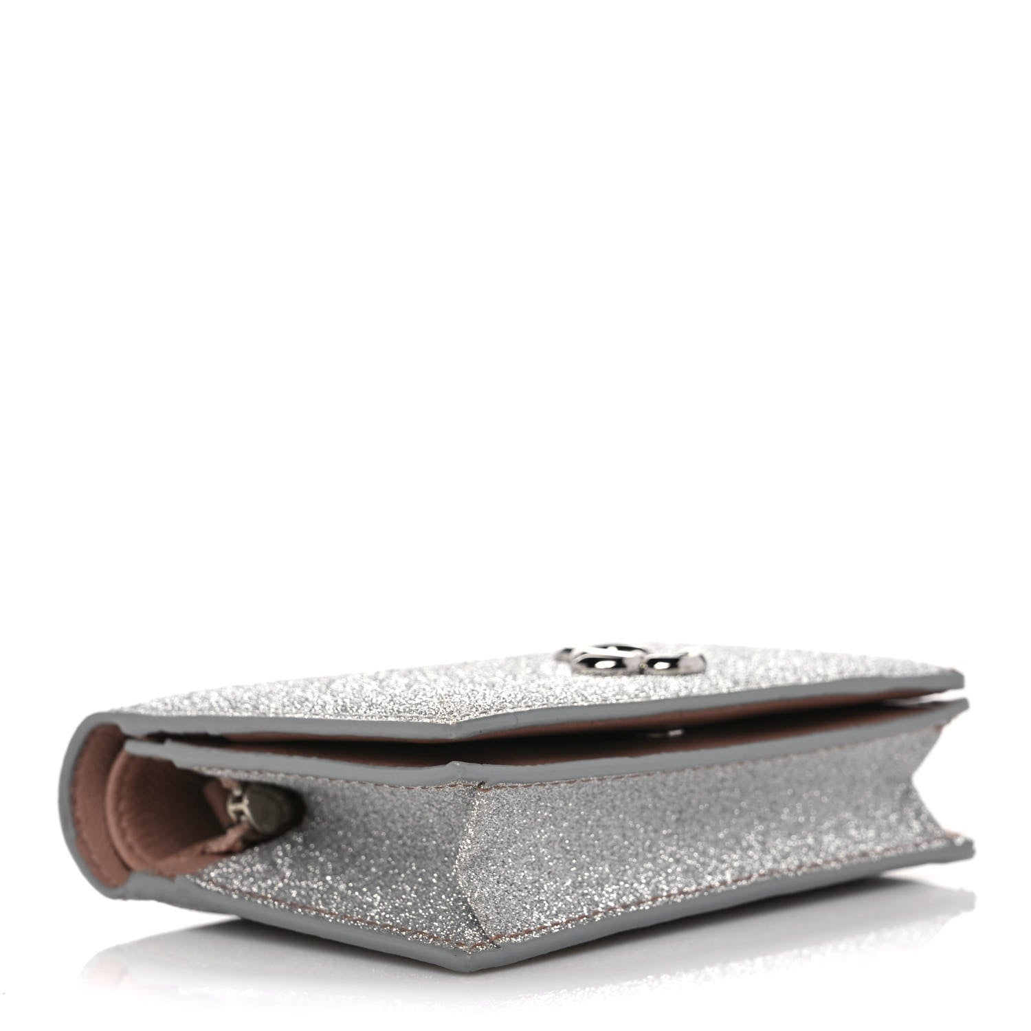 Jimmy Choo Coarse Glitter Calfskin Palace Wallet Silver 4 of 11
