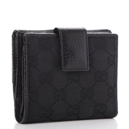 Gucci Monogram Textured Calfskin Metal Bar French Flap Wallet Black 3 of 8
