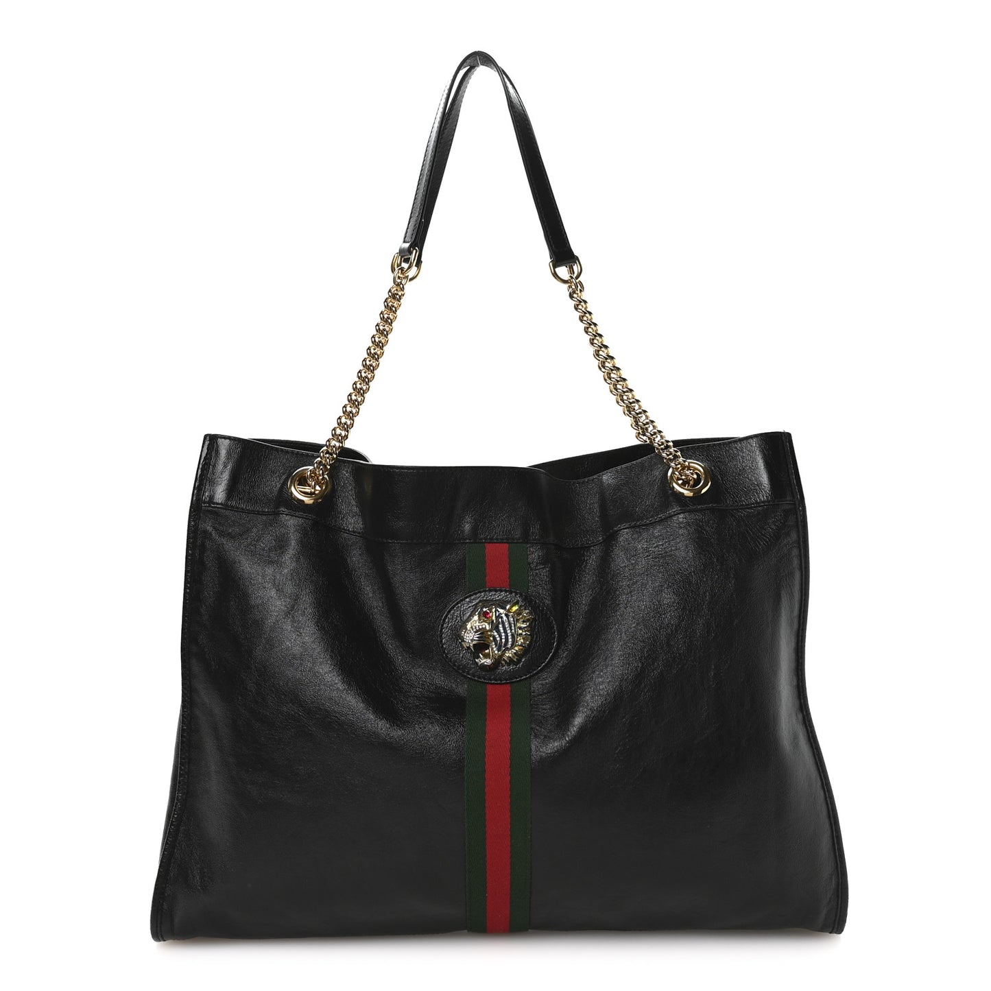 Calfskin Large Rajah Chain Tote Black