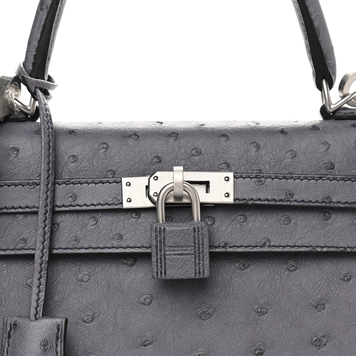 Ostrich Horseshoe Kelly Sellier 25 Gris Agate Black