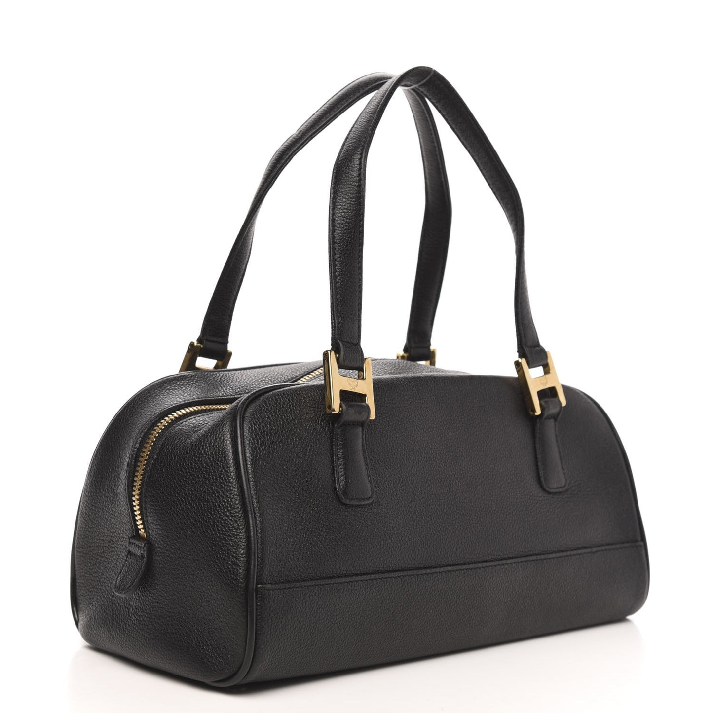 Grained Calfskin Studded Small Heritage Boston Bag Black