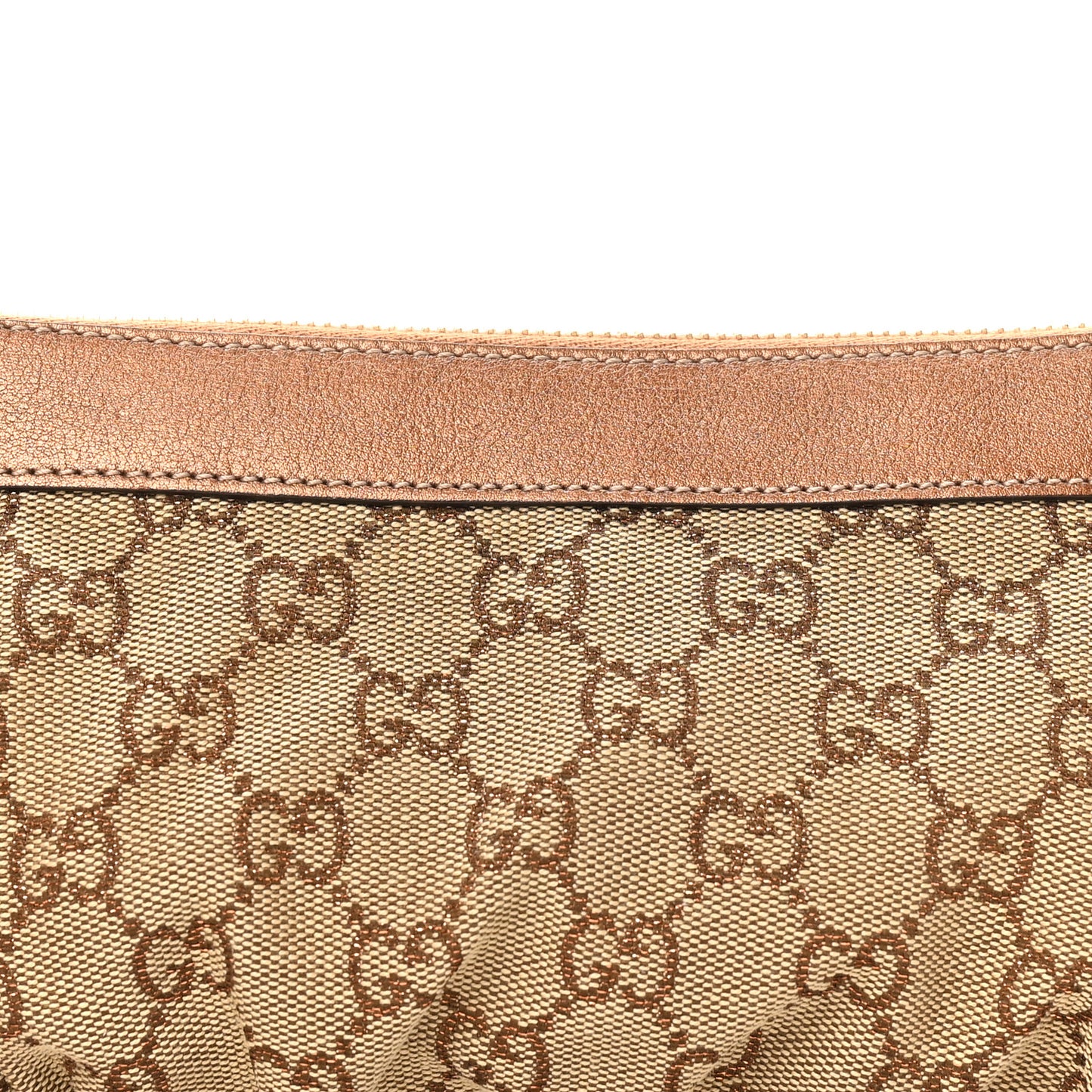 Crystal GG Monogram Metallic Calfskin Hearts Wristlet Bronze