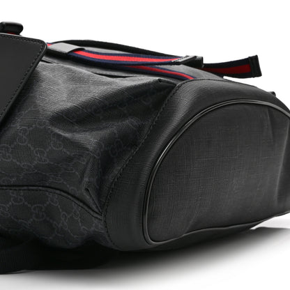 Gucci Soft GG Supreme Monogram Calfskin Web Double Buckle Backpack Black 9 of 10
