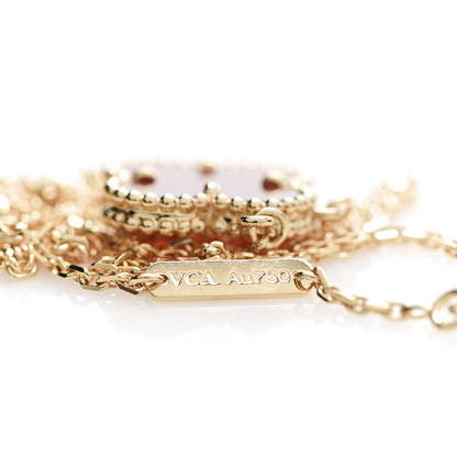 Van Cleef & Arpels 18K Yellow Gold Carnelian Vintage Alhambra Pendant Necklace 5 of 7