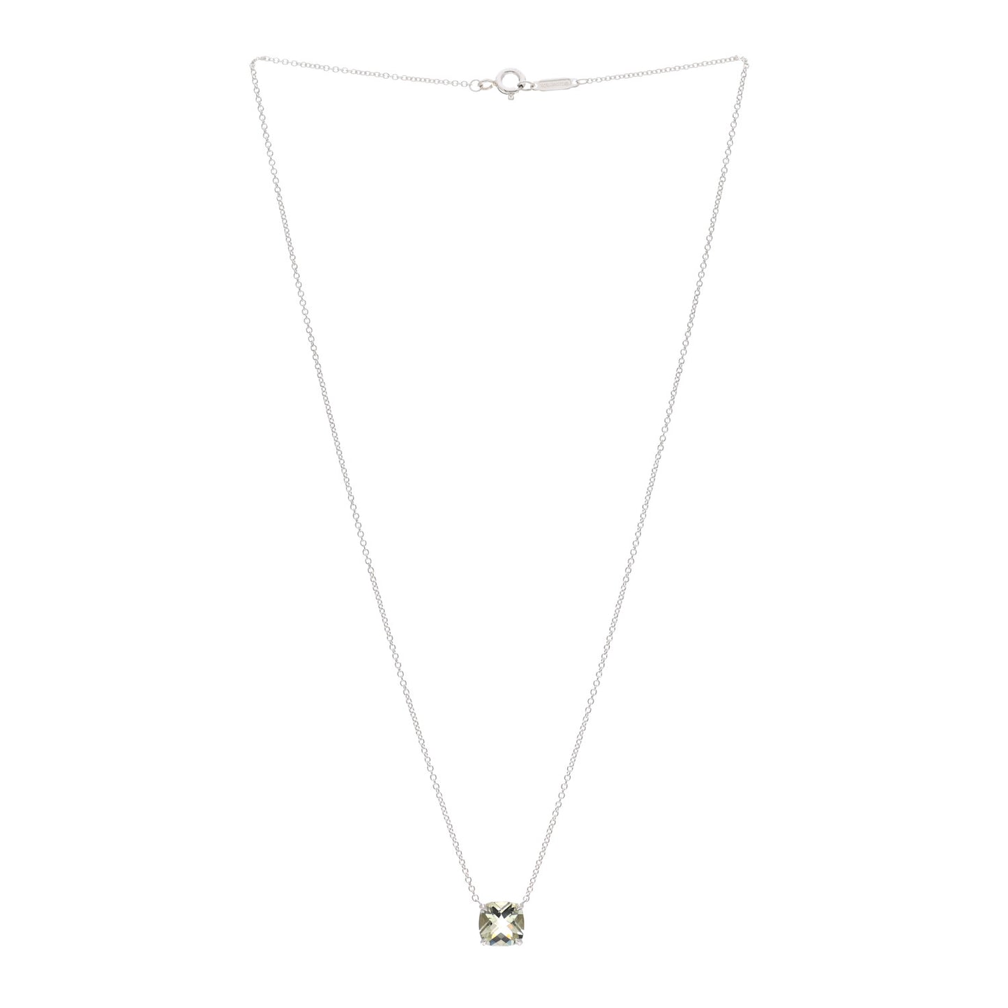 Sterling Silver Prasiolite Sparklers Pendant Necklace