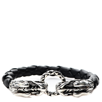 John Hardy Sterling Silver Leather Naga Dragon Legend Bracelet Black 1 of 3