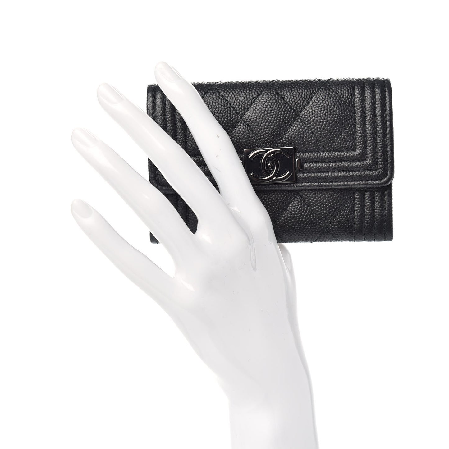 Caviar Quilted Boy Flap Card Holder So Black