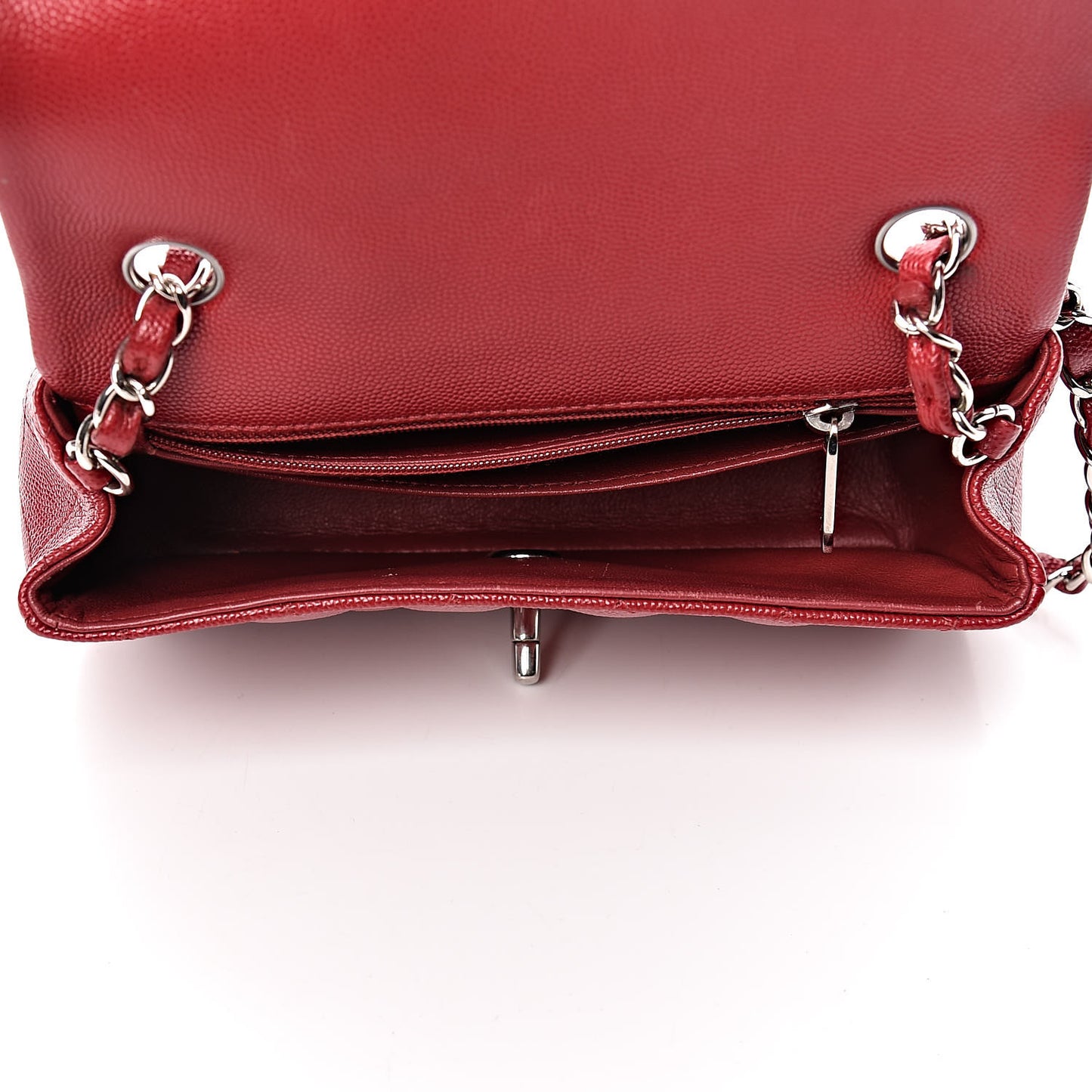 Caviar Quilted Mini Rectangular Flap Dark Red