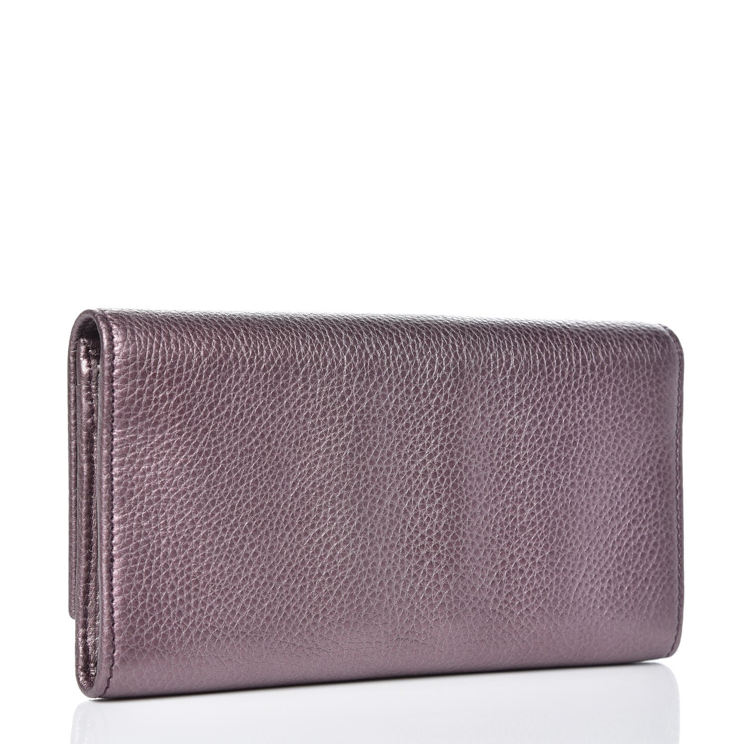 Gucci Metallic Pebbled Calfskin Large Soho Continental Wallet Purple 3 of 8