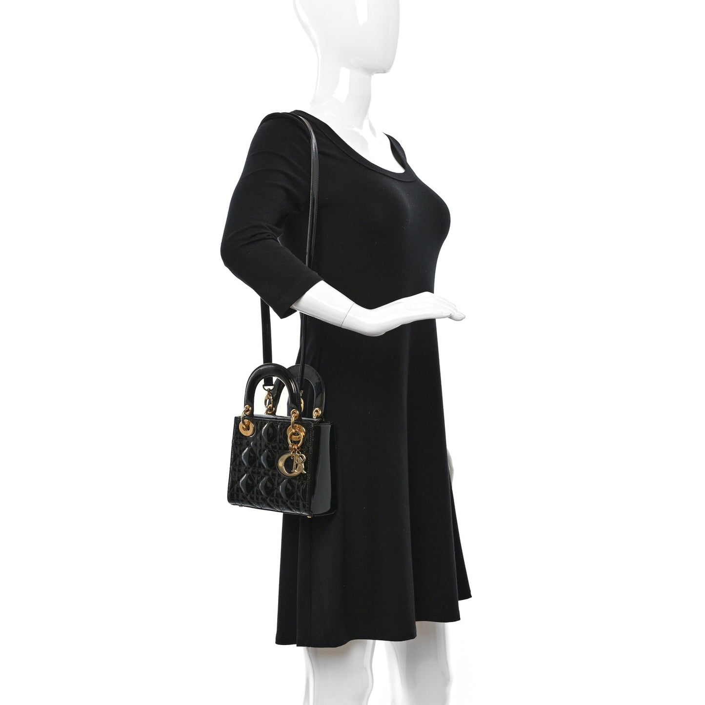Patent Cannage Mini Lady Dior Black