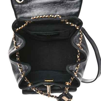 Chanel Glazed Aged Calfskin Quilted Small Duma Drawstring Backpack Black 5 of 10