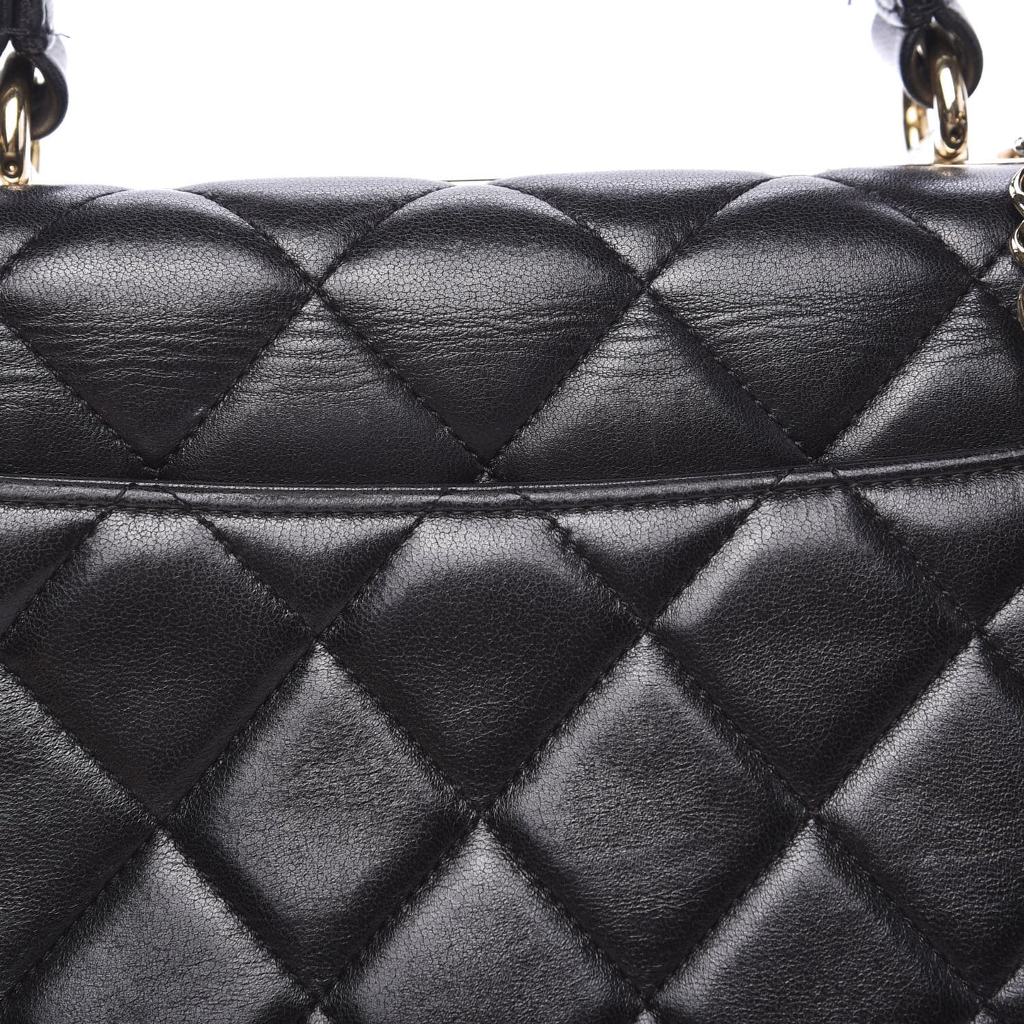 Lambskin Quilted Medium Trendy CC Flap Dual Handle Bag Black