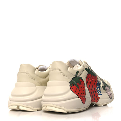 Gucci Apollo Calfskin Strawberry Womens Rhyton Sneakers 37 Ivory 4 of 10