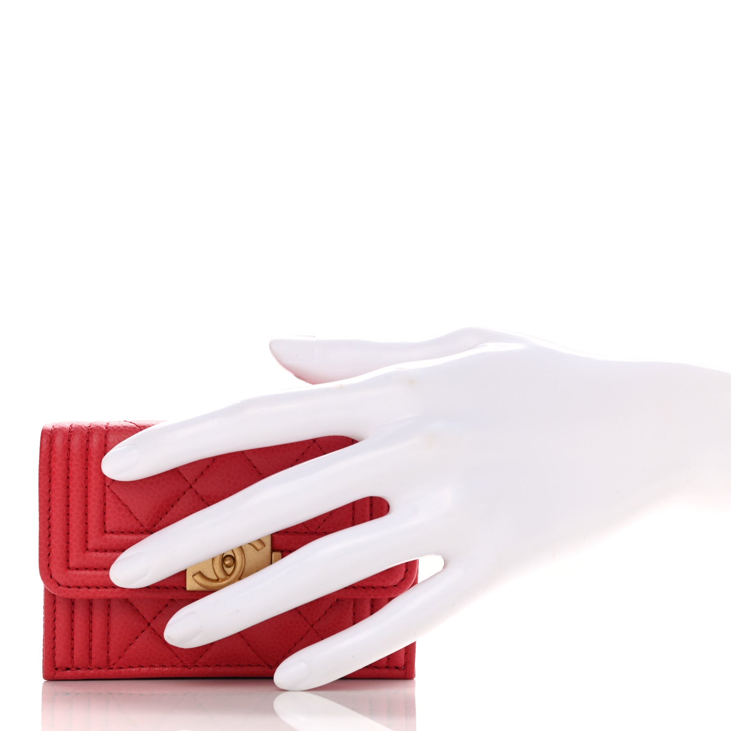 Caviar Quilted Small Boy Flap Wallet Red