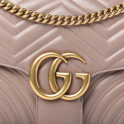 Gucci Calfskin Matelasse Medium GG Marmont Shoulder Bag Porcelain Rose 10 of 11