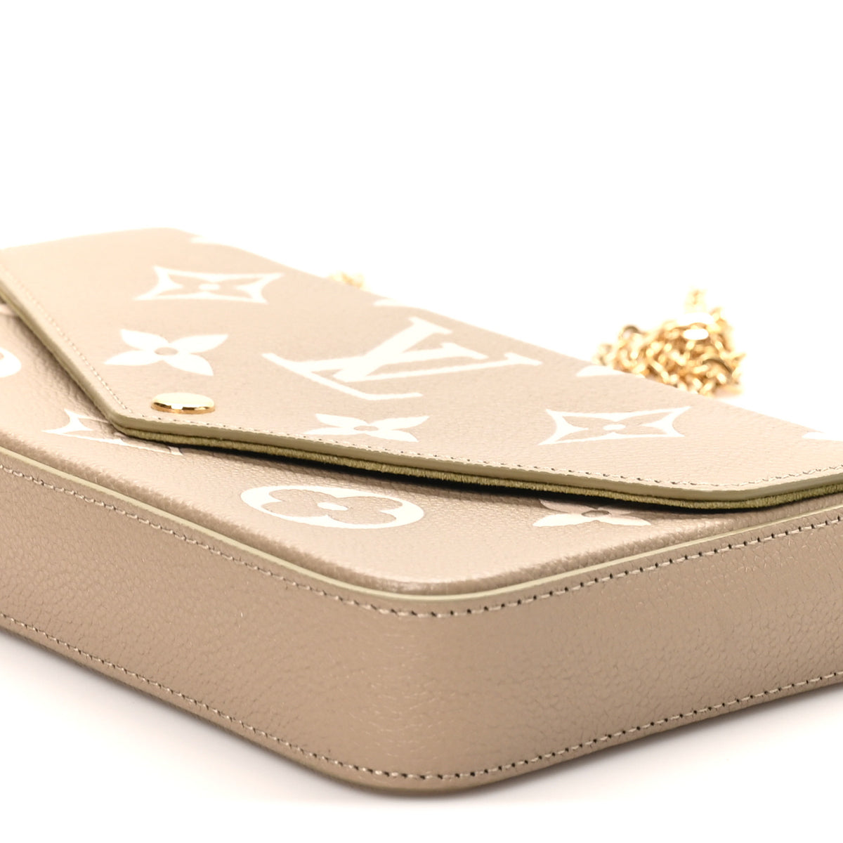 Louis Vuitton Empreinte Monogram Giant Felicie Pochette Khaki Creme 9 of 10