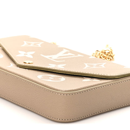 Louis Vuitton Empreinte Monogram Giant Felicie Pochette Khaki Creme 9 of 10