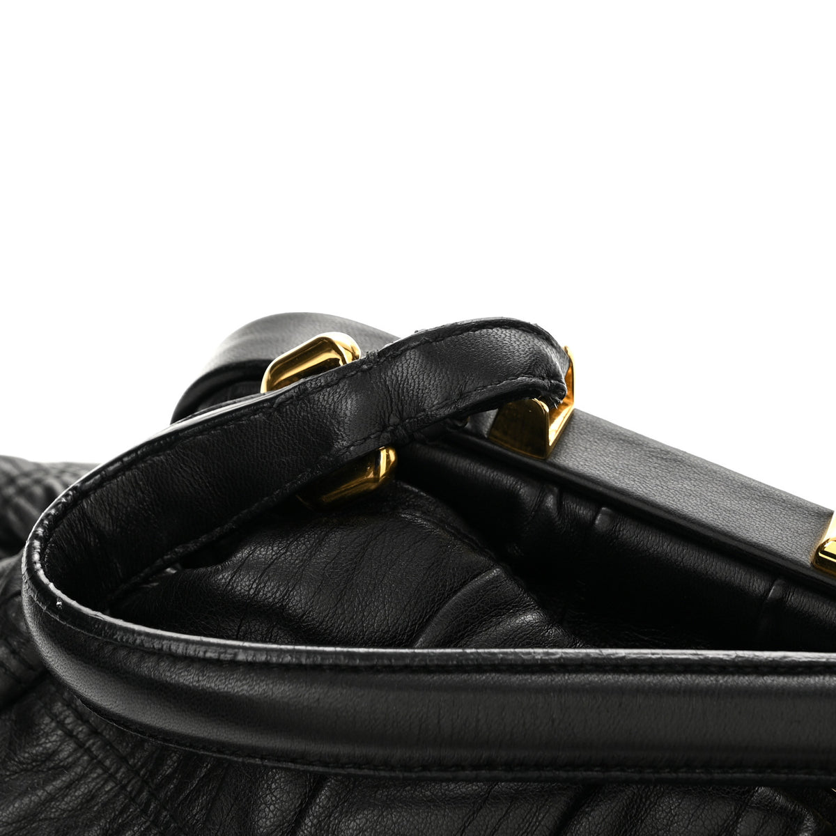 Prada Nappa Dressy Gaufre Framed Tote Black 11 of 13
