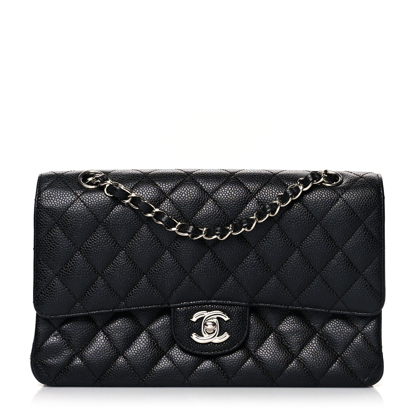 Caviar Quilted Medium Double Flap Black