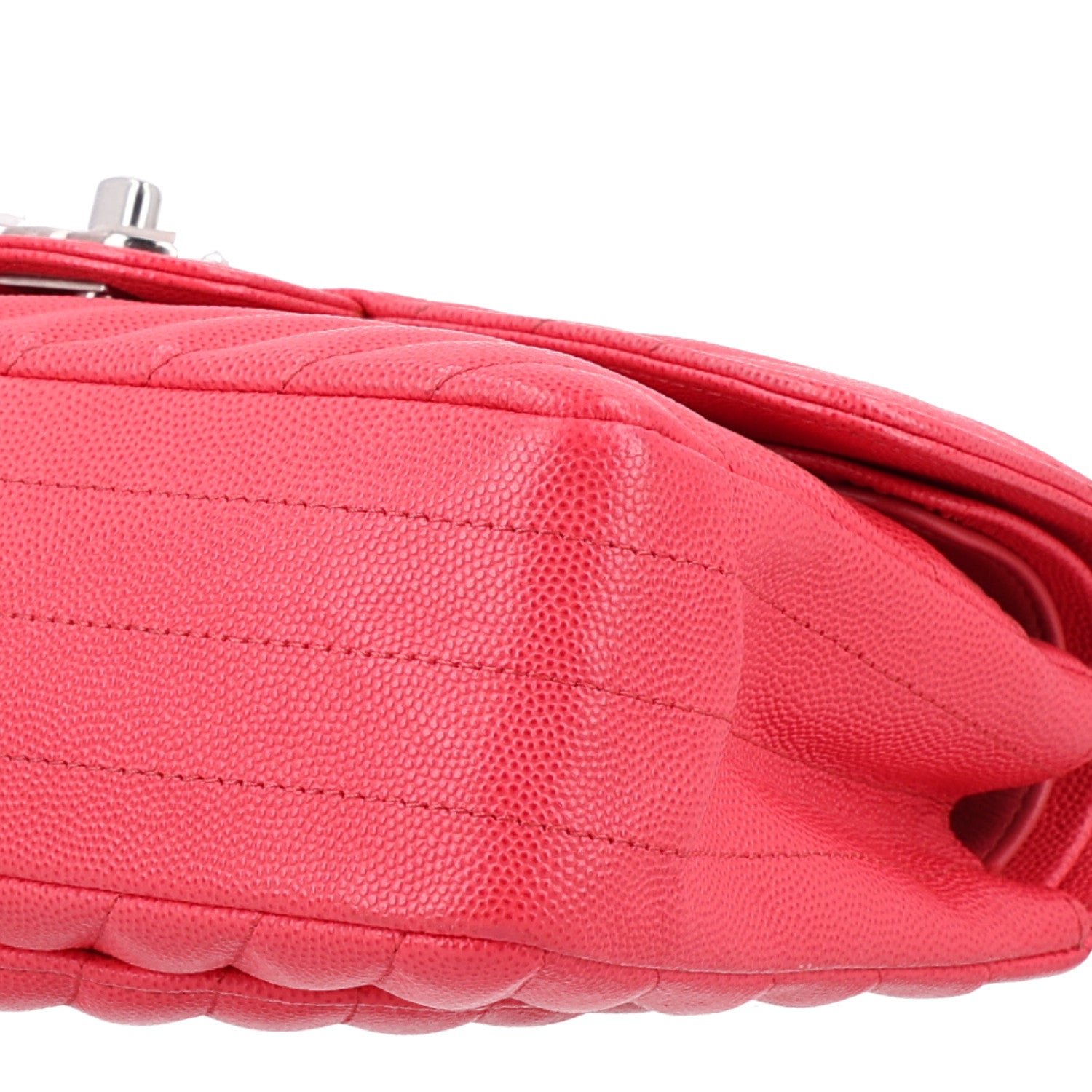 Chanel Caviar Chevron Quilted Small Double Flap Dark Pink 10 of 10