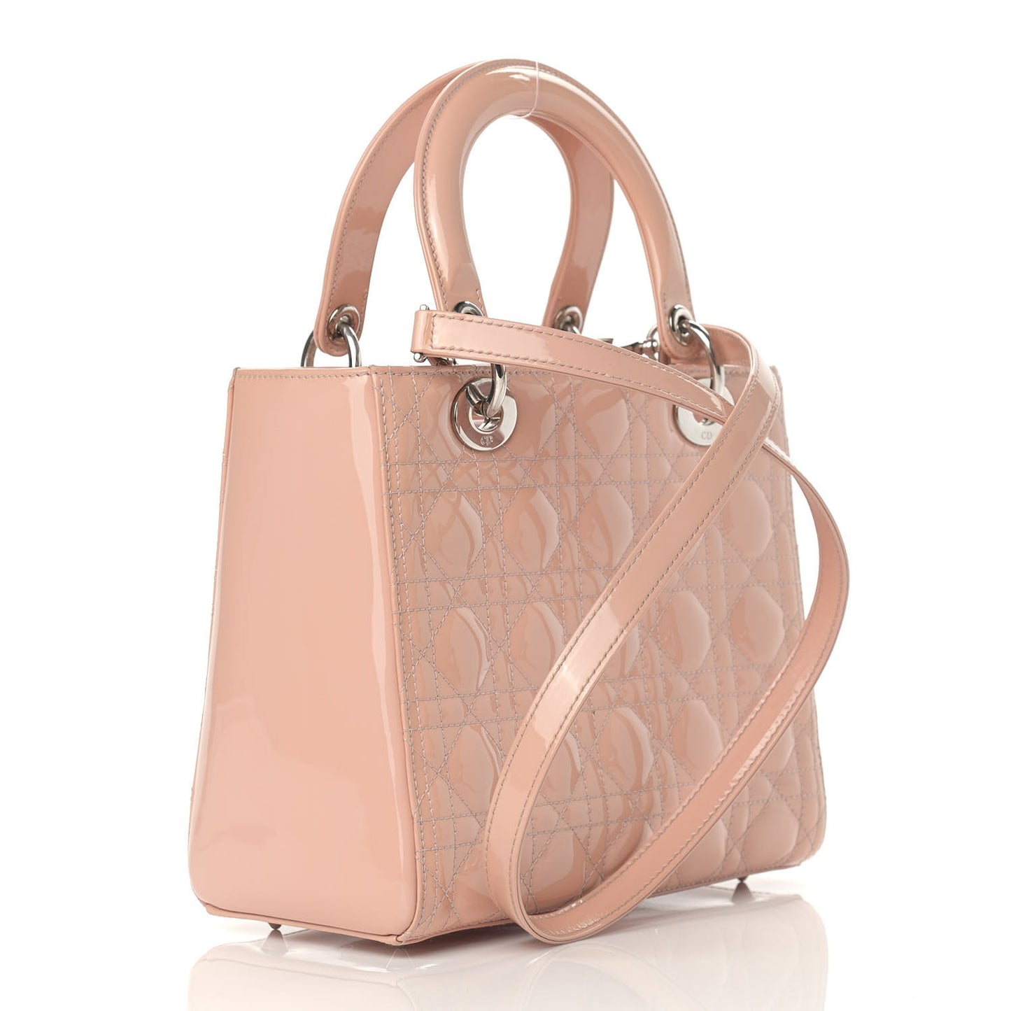 Patent Cannage Medium Lady Dior Light Pink