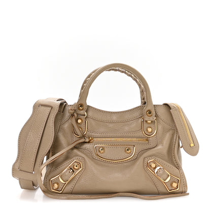 Balenciaga Chevre Gold Metallic Edge Hardware Mini City Beige Latte 1 of 11