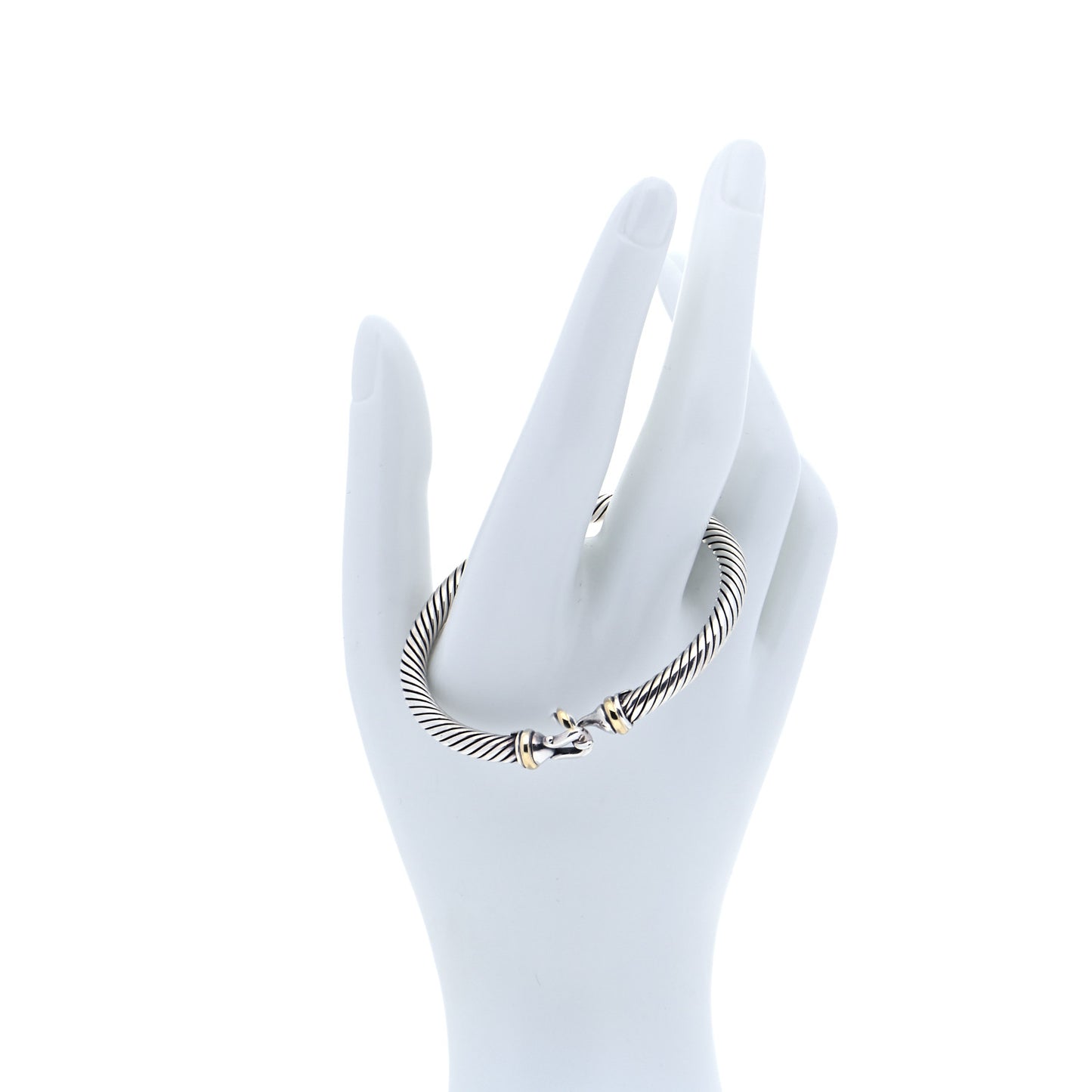 Sterling Silver 18K Yellow Gold 5mm Cable Classic Buckle Bracelet