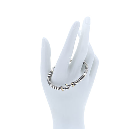David Yurman Sterling Silver 18K Yellow Gold 5mm Cable Classic Buckle Bracelet 2 of 4