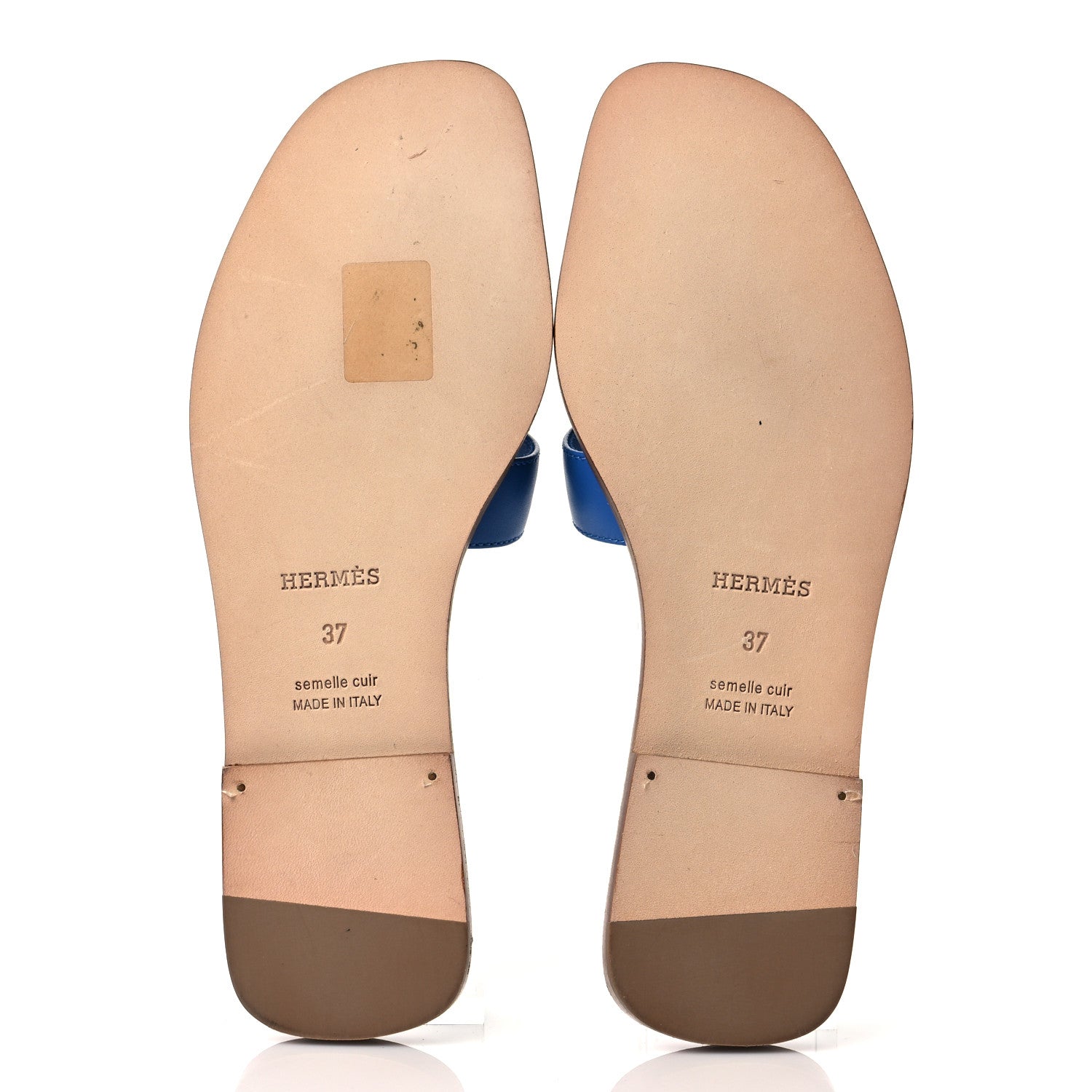 Hermes Calfskin Oran Sandals 37 Bleu Zanzibar 5 of 8