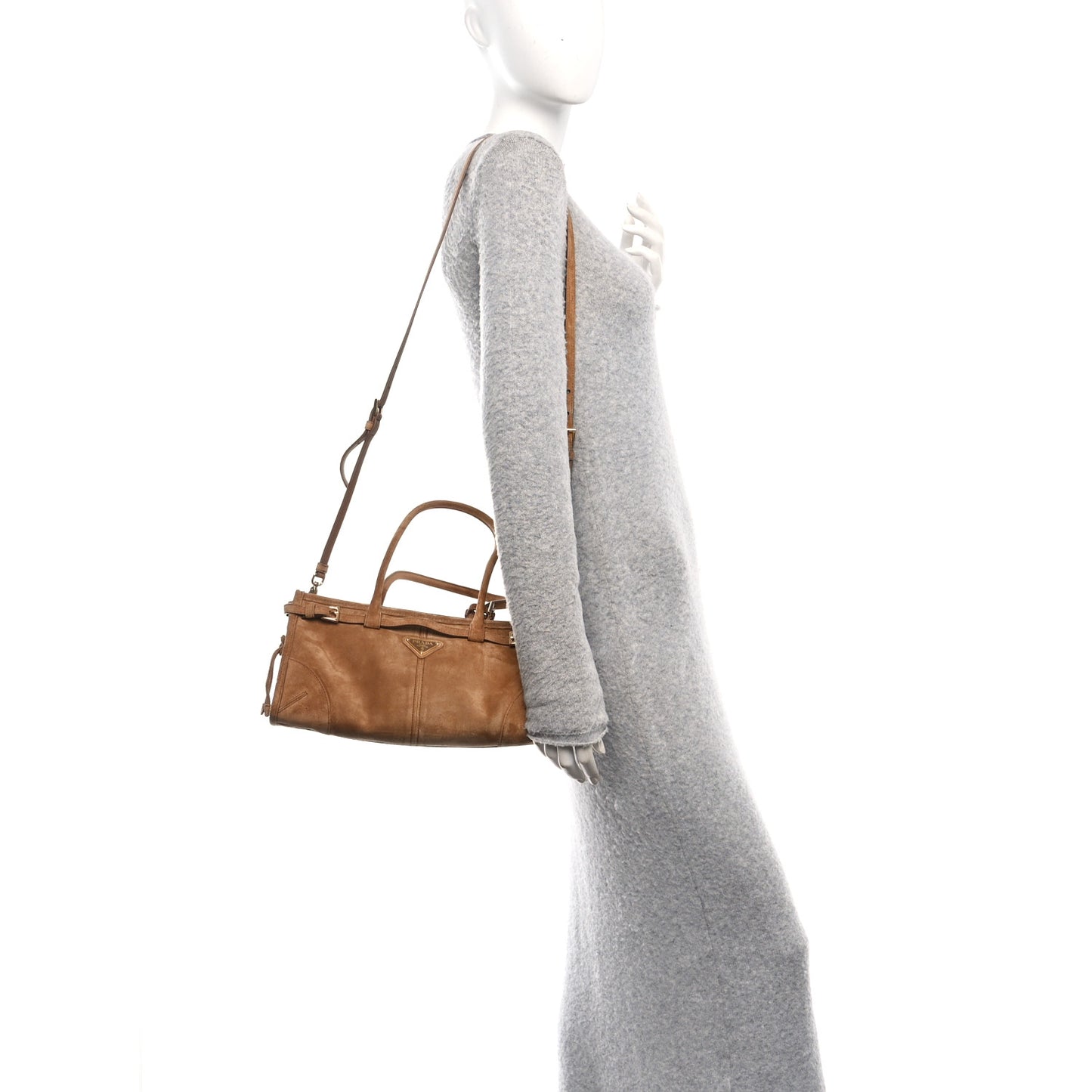 Suede Triangle Medium Bonnie Shoulder Bag Cacao