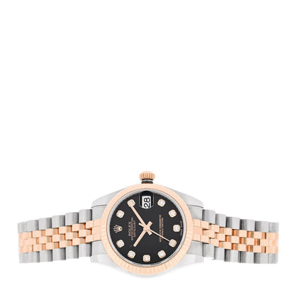 Rolex Stainless Steel 18K Everose Gold Diamond 31mm Oyster Perpetual Datejust Watch Black 178271 2 of 6
