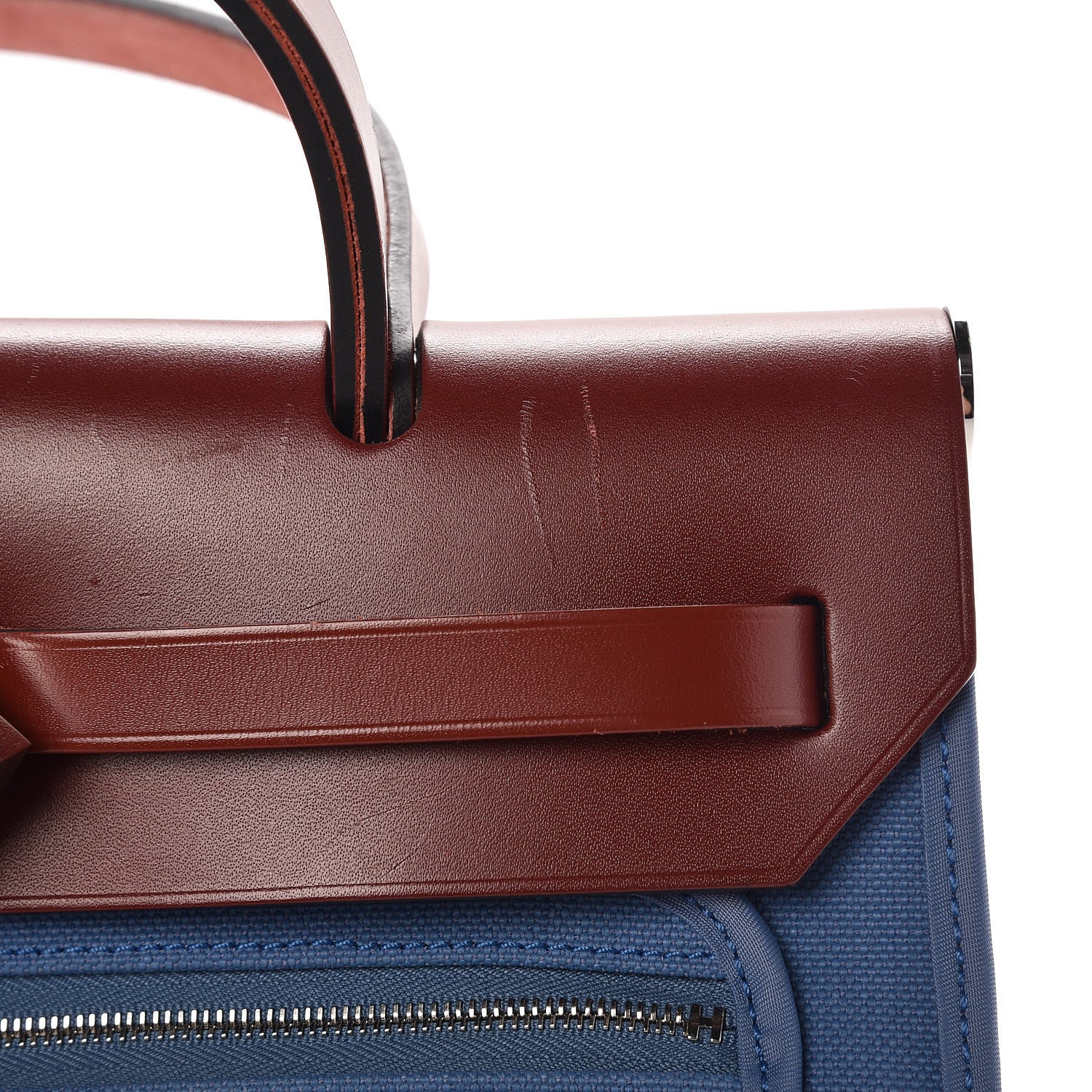 Hermes Vache Hunter Toile Militaire Herbag Zip 31 PM Bleu Agate Rouge H 9 of 10