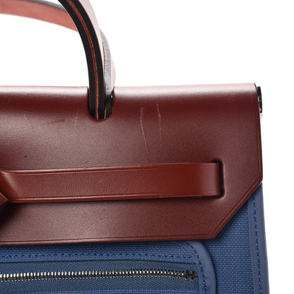 Hermes Vache Hunter Toile Militaire Herbag Zip 31 PM Bleu Agate Rouge H 9 of 10