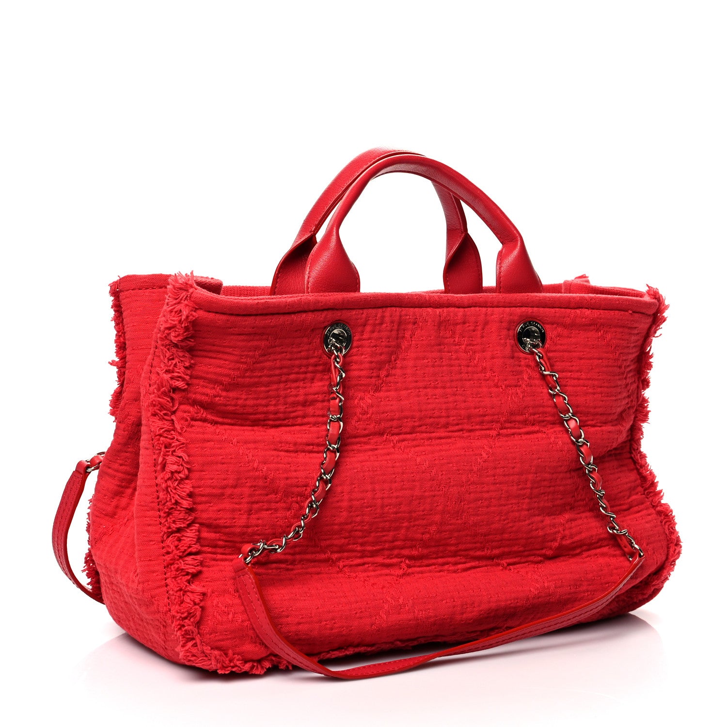 Chanel Canvas Large Double Face Shopping Tote Red 3 of 10