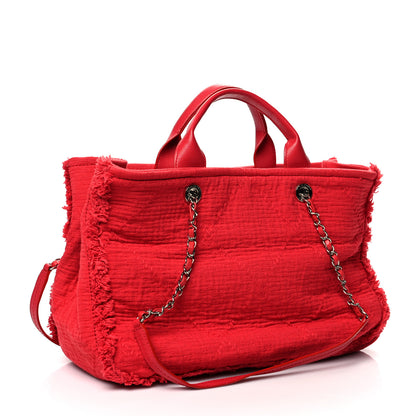 Chanel Canvas Large Double Face Shopping Tote Red 3 of 10