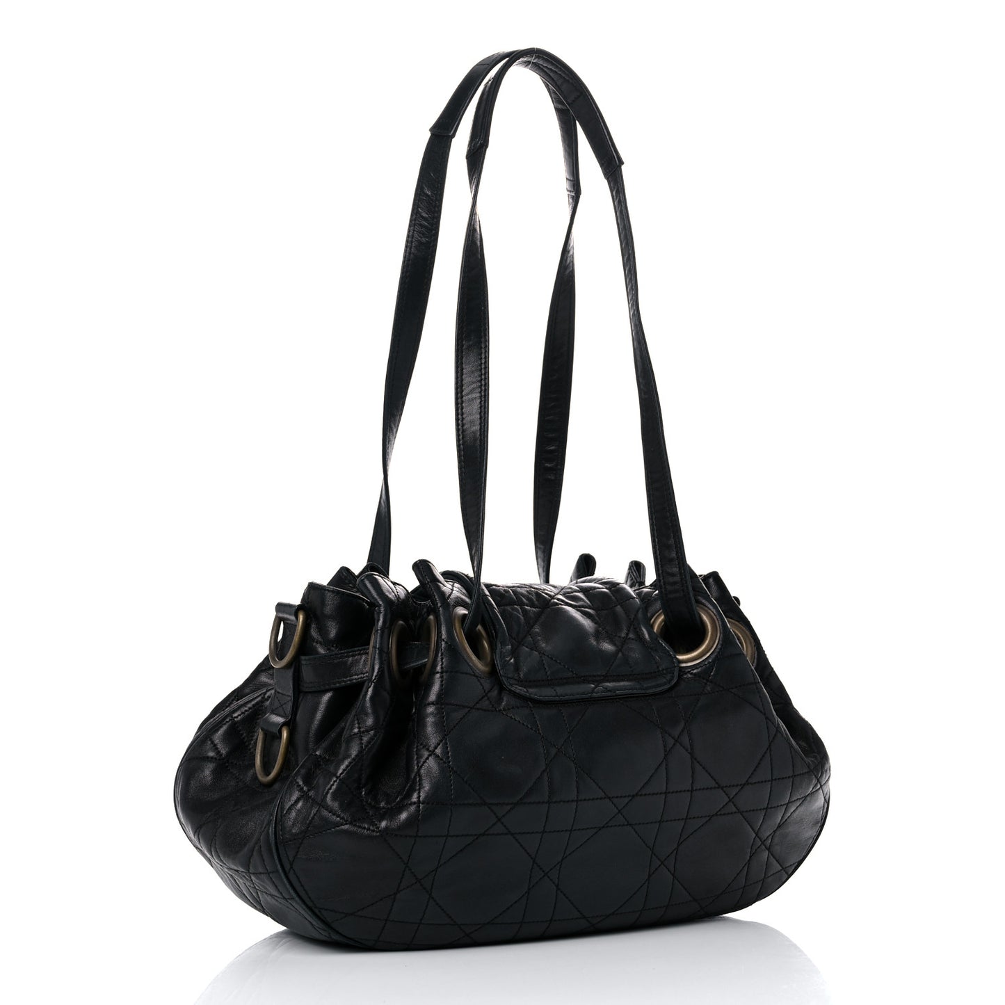 Lambskin Cannage Flap Shoulder Bag Black