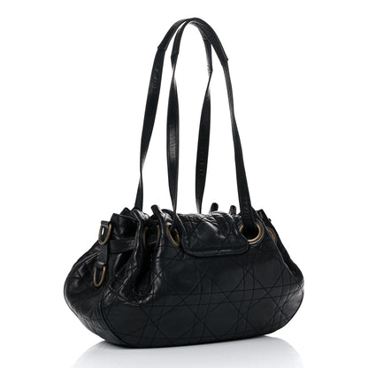 Christian Dior Lambskin Cannage Flap Shoulder Bag Black 3 of 29