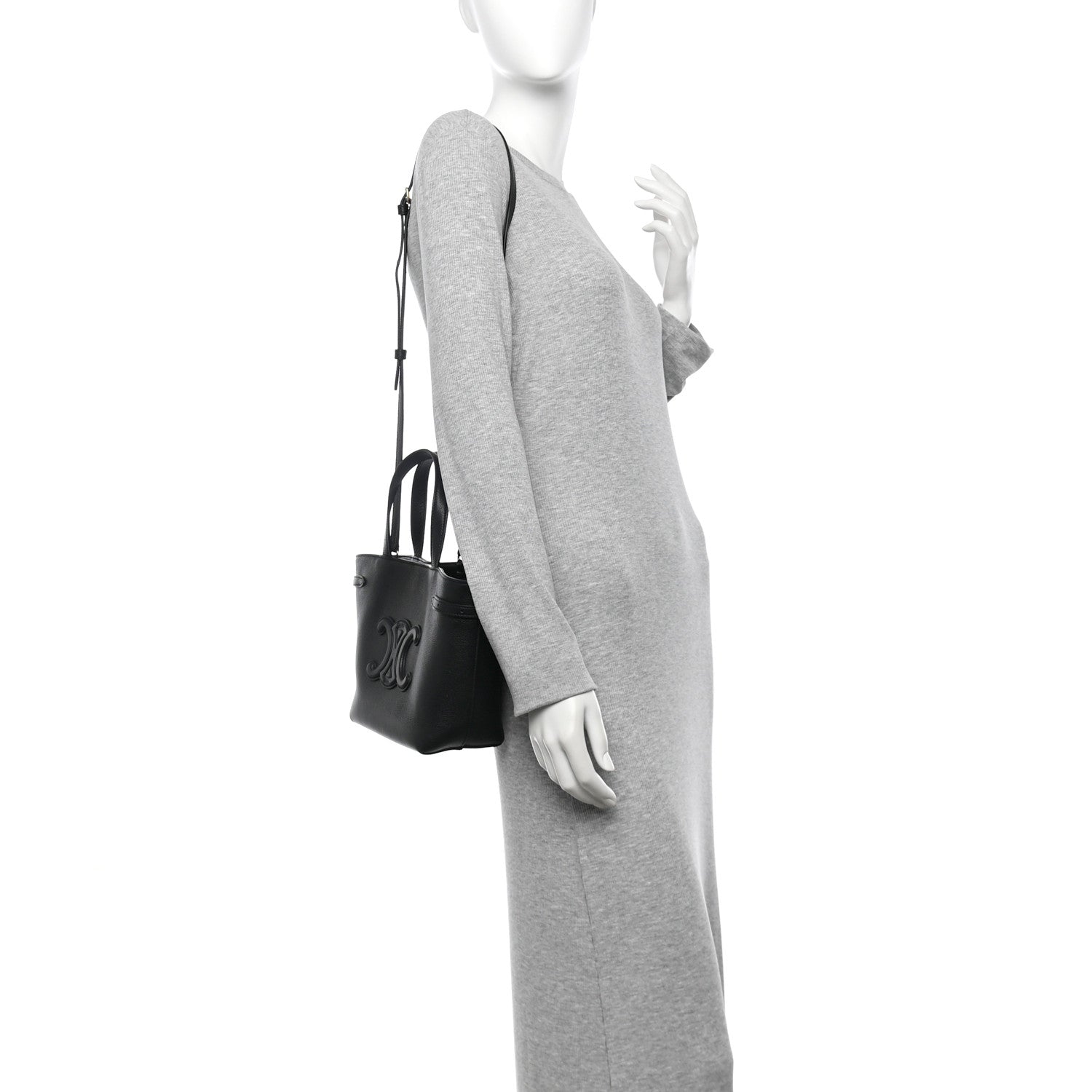 Celine Grained Calfskin Triomphe Mini Cabas Anais Black 2 of 11