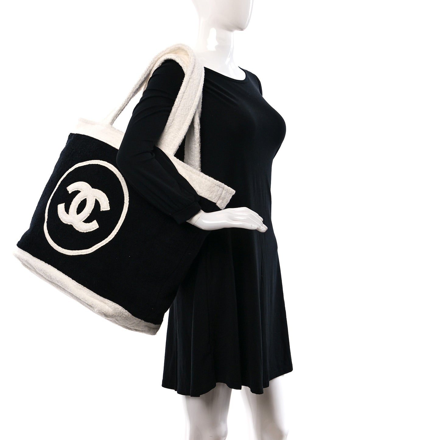Terry Cotton CC Beach Tote Towel Set Black White