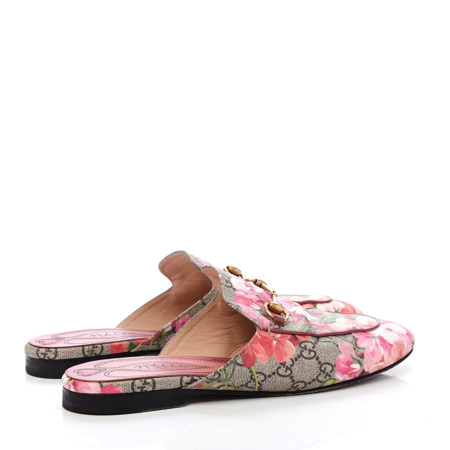 GG Supreme Monogram Blooms Womens Princetown Slippers 39.5 Beige Multicolor Dry Rose