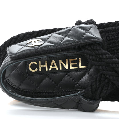 Chanel Cord Lambskin Quilted Logo Sandals 41 Black 6 of 7