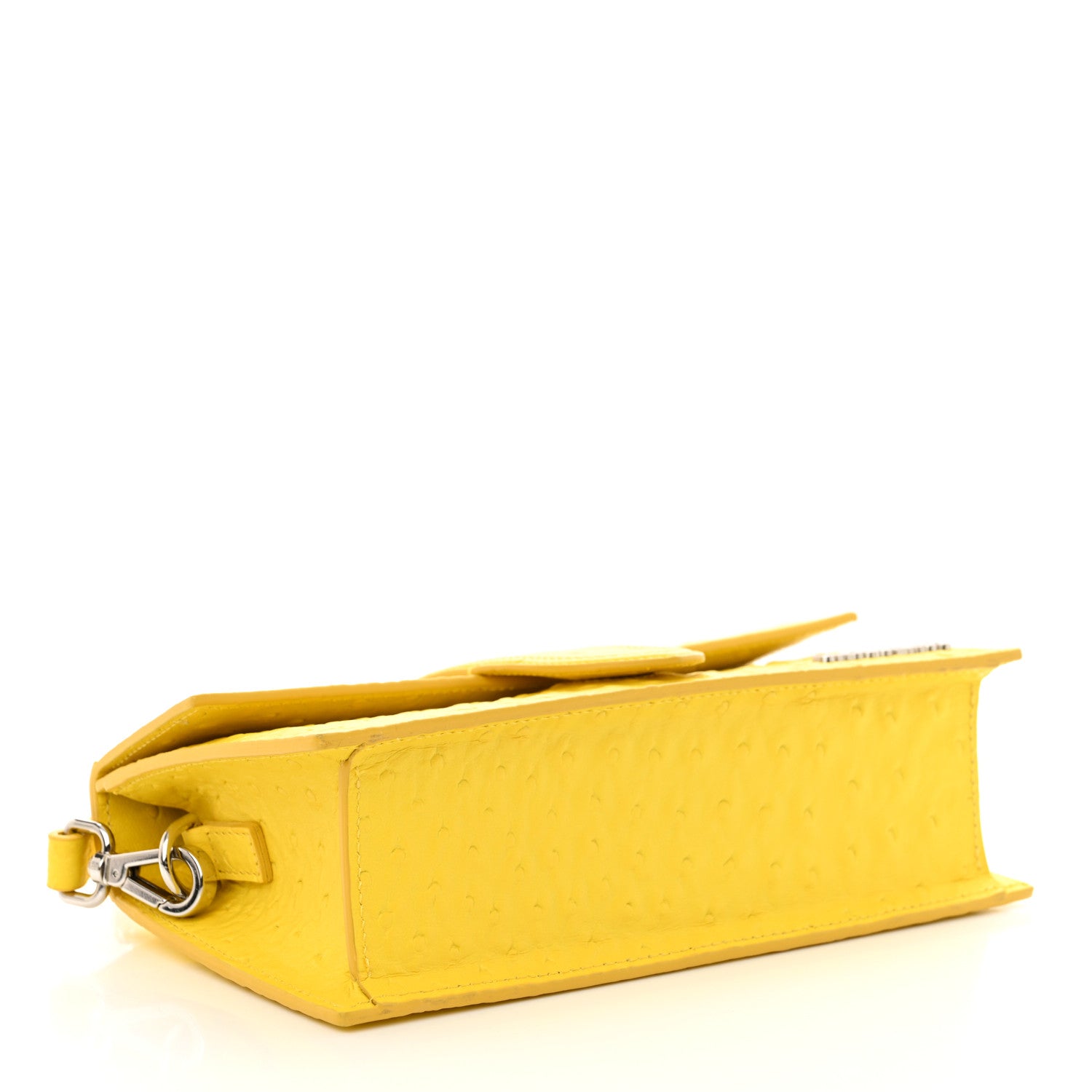 Jacquemus Calfskin Ostrich Embossed Le Grand Bambino Yellow