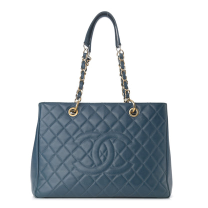 Chanel Caviar Quilted Grand Shopping Tote GST Dark Navy Blue 1 of 12