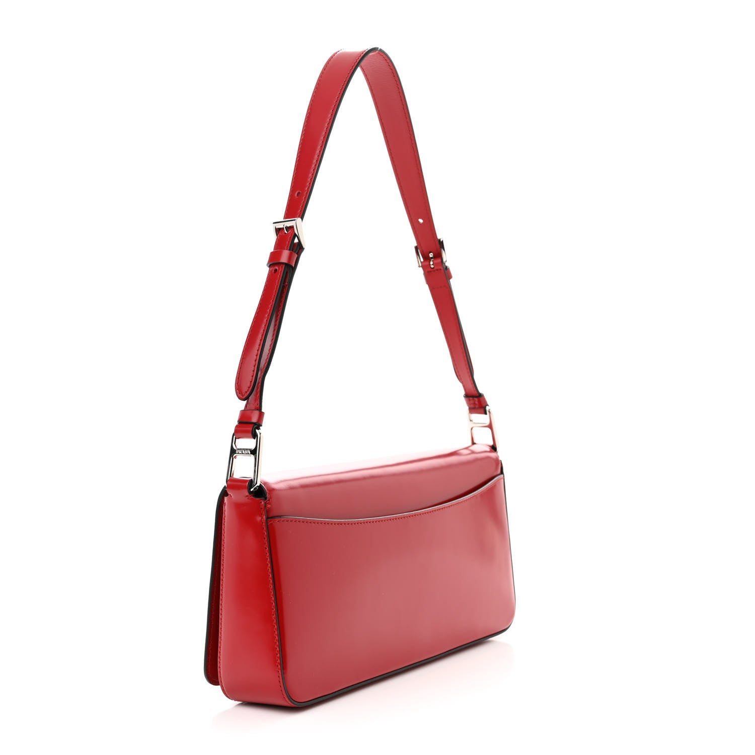 Prada Spazzolato Femme Flap Shoulder Bag Scarlatto Black 3 of 9