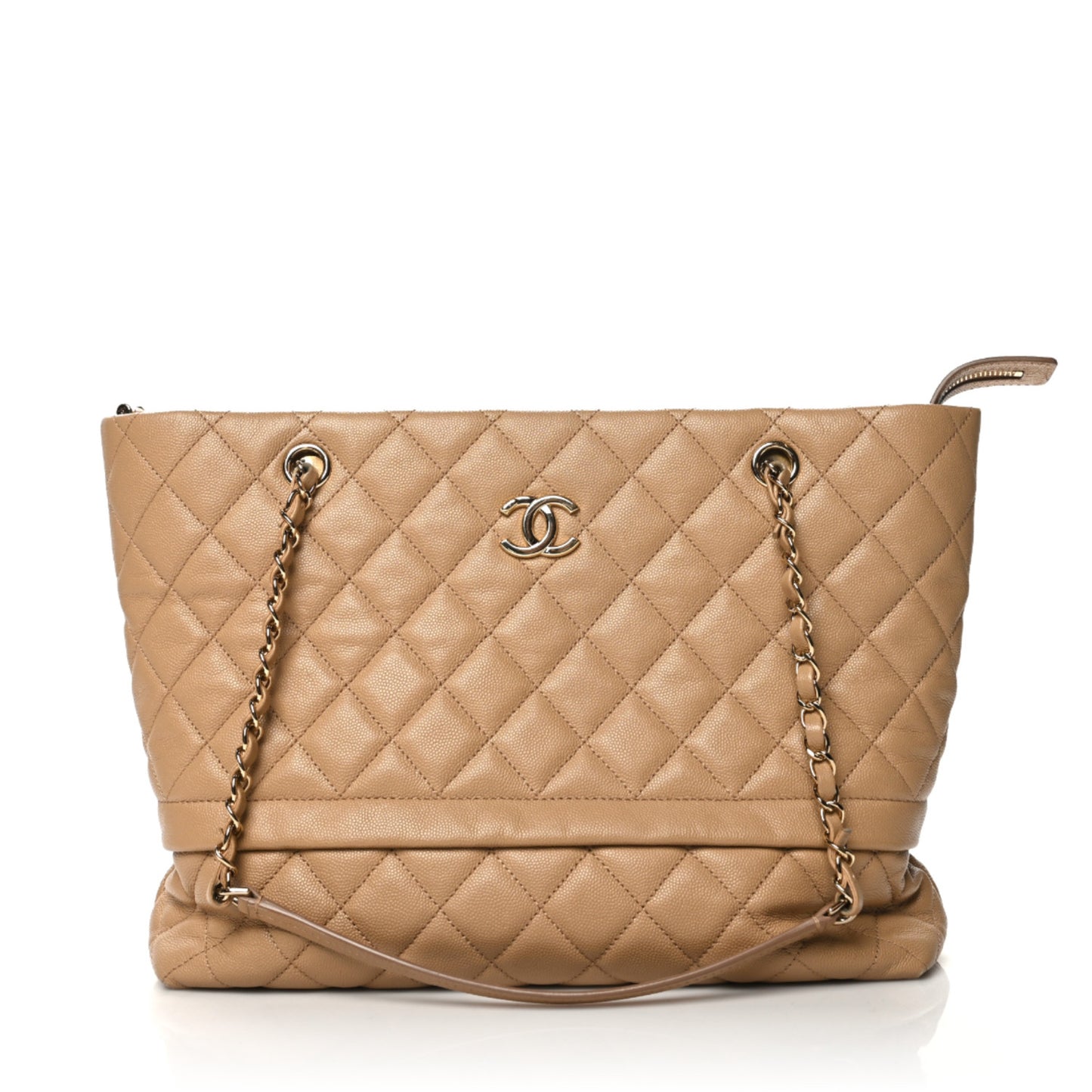 Caviar Quilted Rolled Up Tote Beige