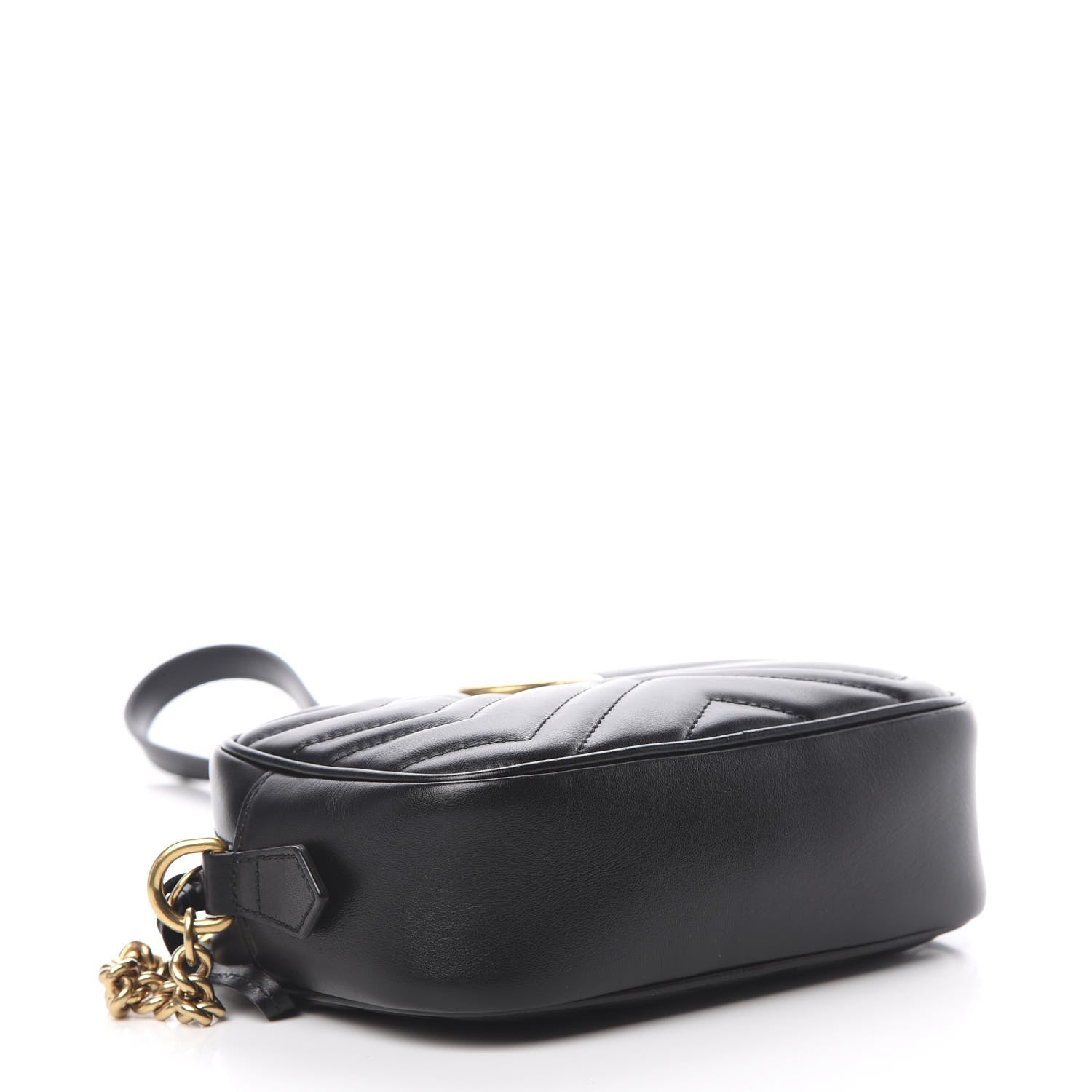 Gucci Calfskin Matelasse Mini GG Marmont Chain Shoulder Bag Black 4 of 12