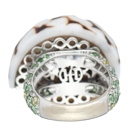 John Hardy 18K White Gold Diamond Sapphire Tsavorites Marble Cone Shell Cinta Ring 55 7.25 4 of 6