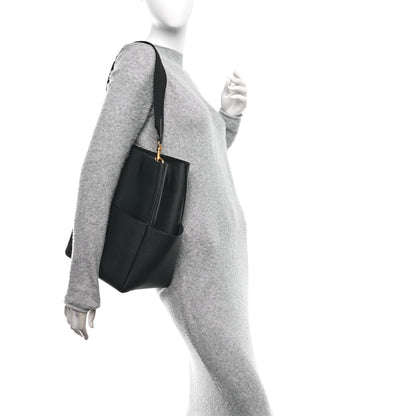 Celine Soft Grained Calfskin Sangle Bucket Bag Black 2 of 9